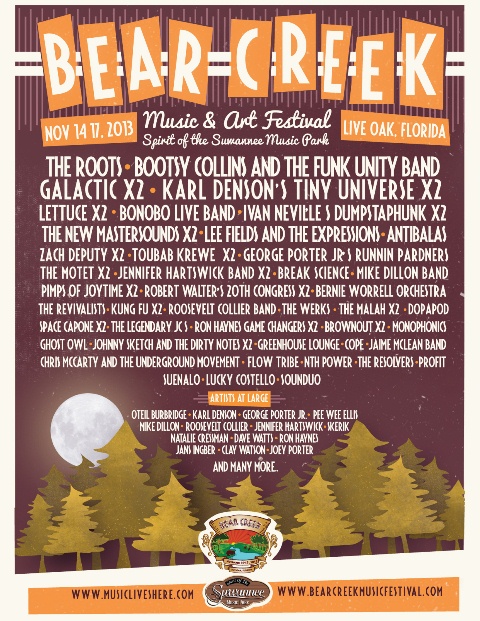 Bear Creek adds Galactic, Dumpstaphunk & Bonobo Live Band