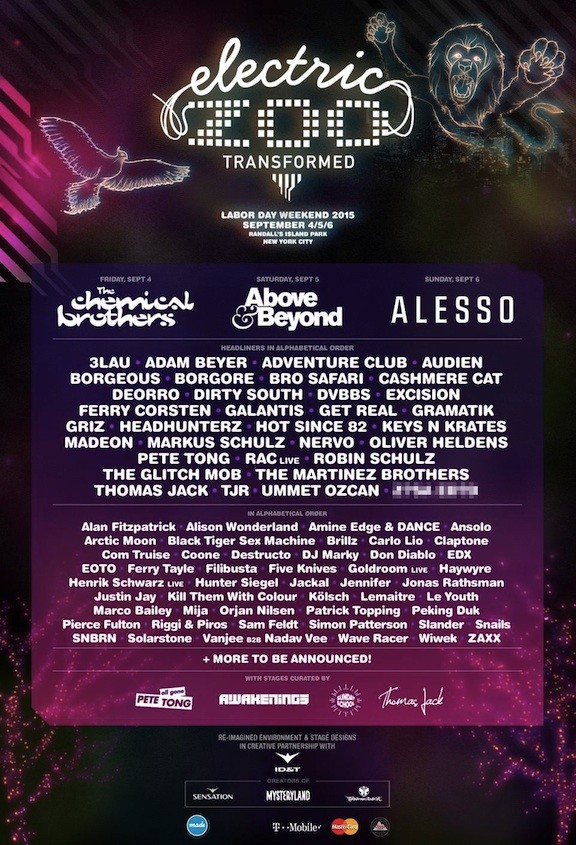 Electric Zoo: Transformed Artists Announced
