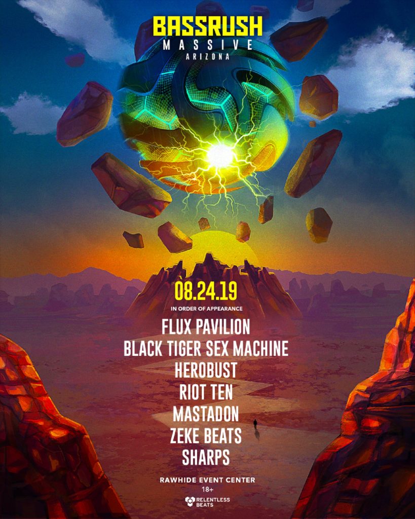 RELENTLESS BEATS ANNOUNCES BASSRUSH MASSIVE ARIZONA, AUGUST 24, 2019