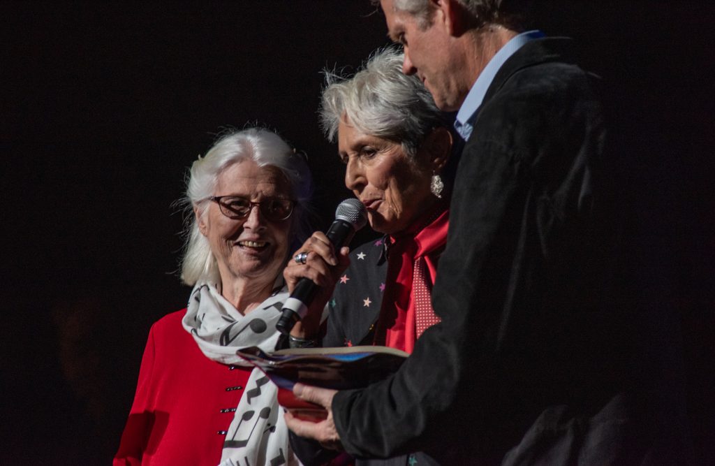 Joan Baez presents Passim Life Time Achievement Award at sold out Passim 60th anniversary concert
