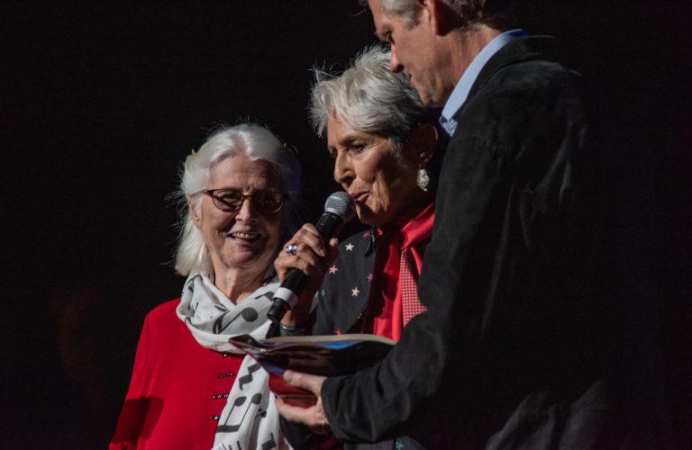 Joan Baez presents Passim Life Time Achievement Award at sold out Passim 60th anniversary concert