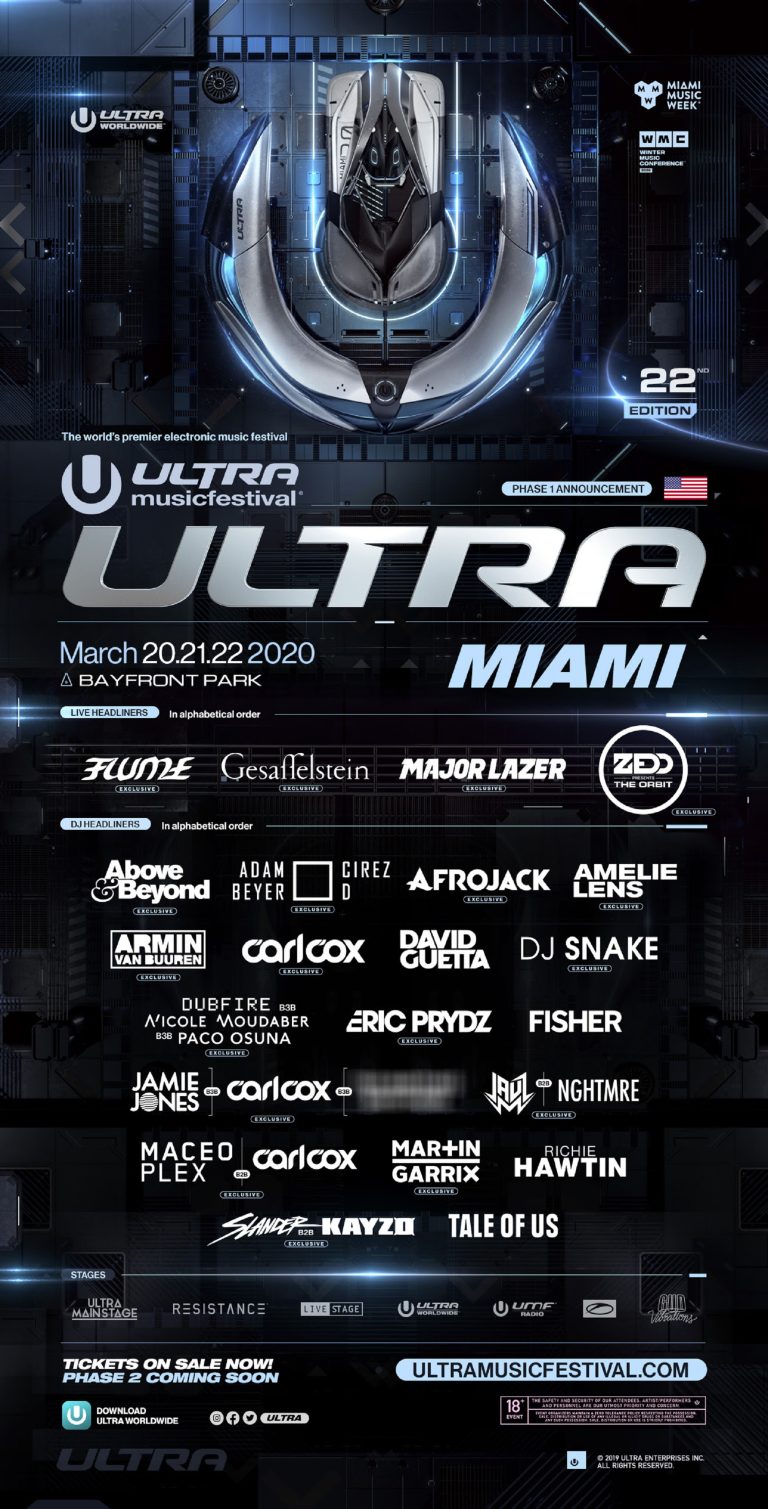 Ultra Music Festival Reveals Phase 1 Lineup