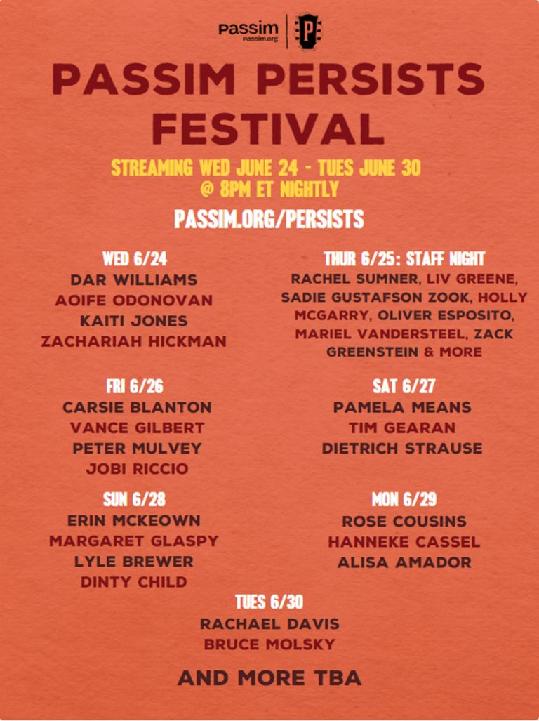 Club Passim Announces the Passim Persists Streaming Festival