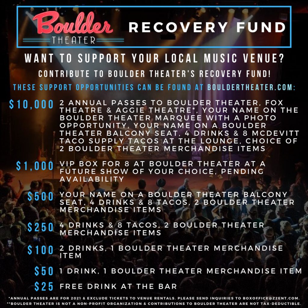 Z2 ENTERTAINMENT RECOVERY FUND (BOULDER THEATER, FOX THEATRE, AGGIE THEATRE)