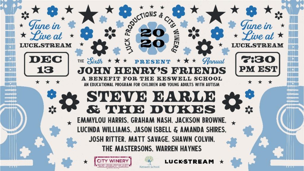 Steve Earle, Luck Productions, and City Winery Host 6th Annual John Henry’s Friends Benefit Concert For Autism