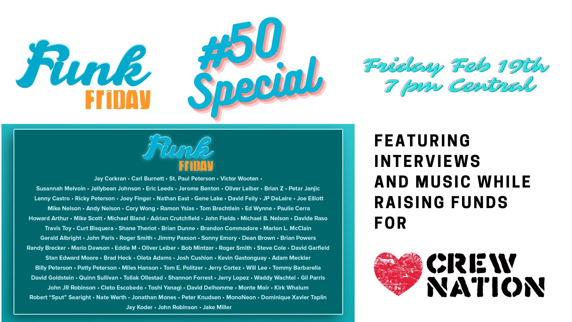 #FunkFriday 50th Episode and CrewNation Virtual Fundraising Special