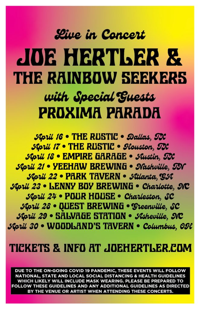 Joe Hertler & The Rainbow Seekers Announces April 2021 Ten-Show Run