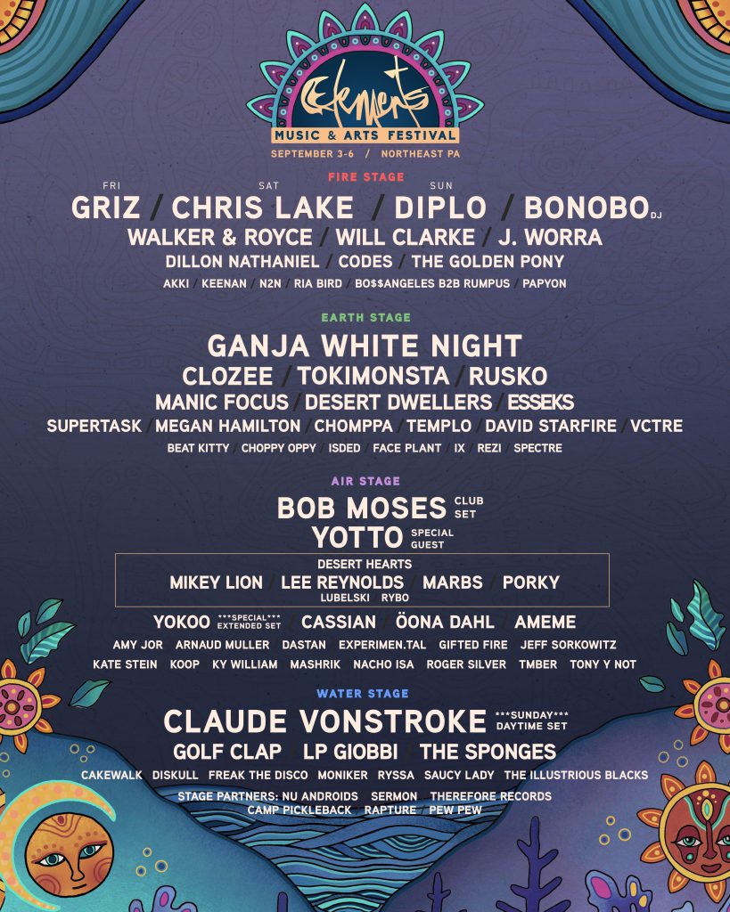 Full Line Up Announced Today For 4th Annual Elements Music & Arts Festival