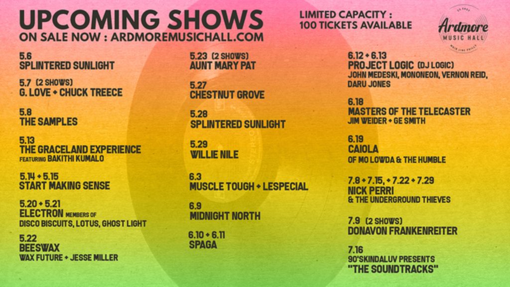 Ardmore Music Hall announces 30 limited capacity shows for spring and summer 2021