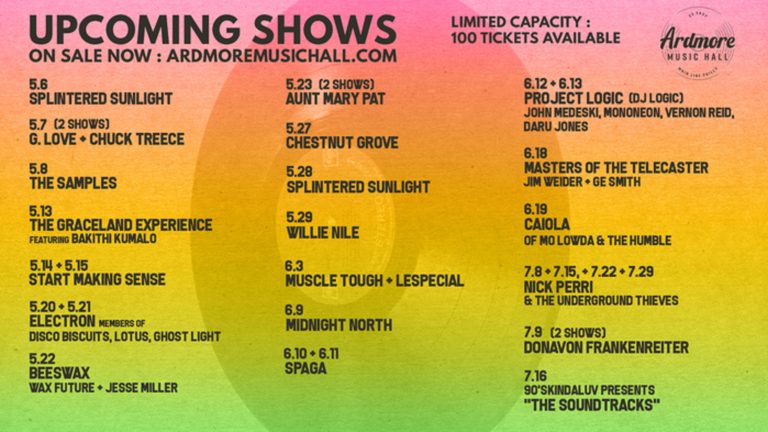 Ardmore Music Hall announces 30 limited capacity shows for spring and summer 2021