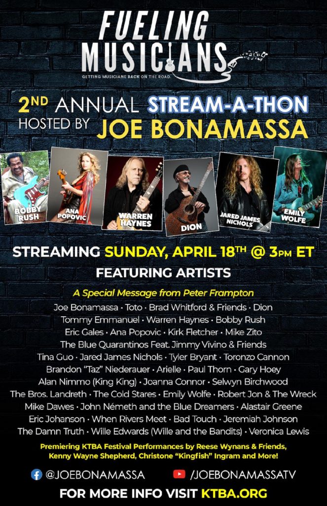 Joe Bonamassa to host 2nd annual Stream-A-Thon this Sunday 4/18 @ 3pm ET; Raising money for musicians impacted by COVID-19
