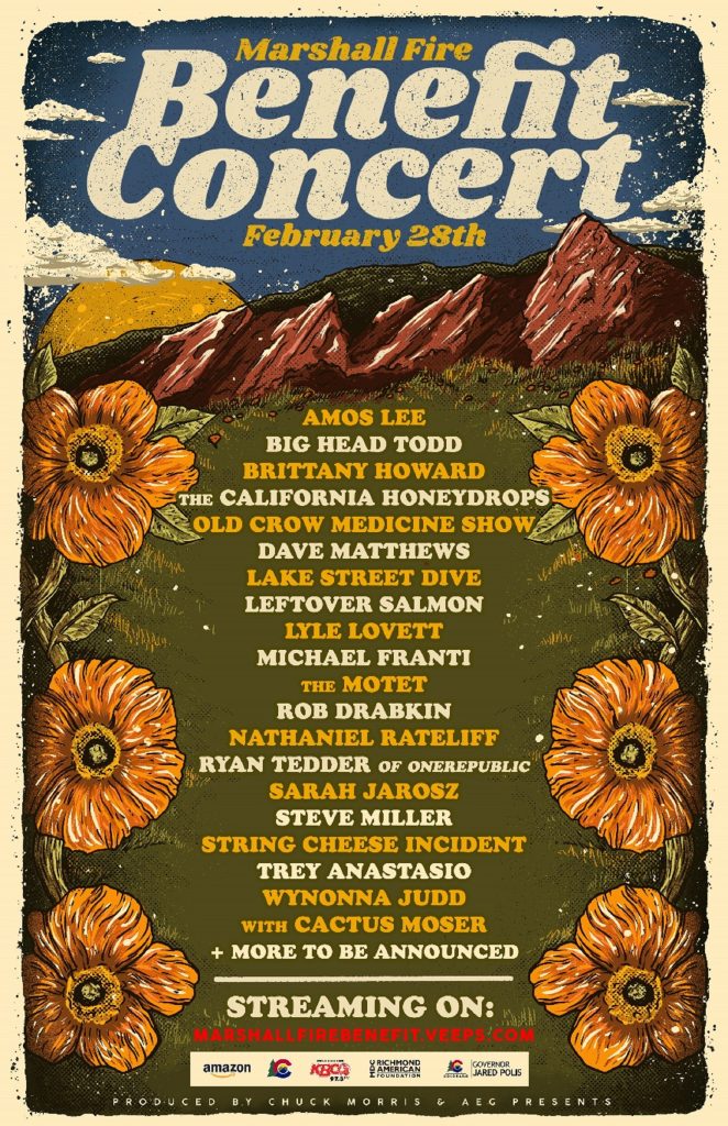 AEG Presents, Governor Polis, Community Foundation of Boulder Announce Benefit Concert to Provide Relief for Marshall Fire Disaster Survivors