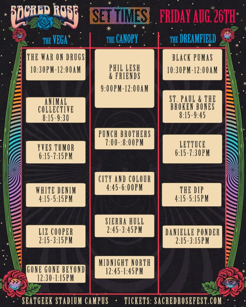 Phil Lesh & Friends, Khruangbin, The War On Drugs, Black Pumas, Umphrey’s McGee, Joe Russo’s Almost Dead and more to headline inaugural SACRED ROSE Festival