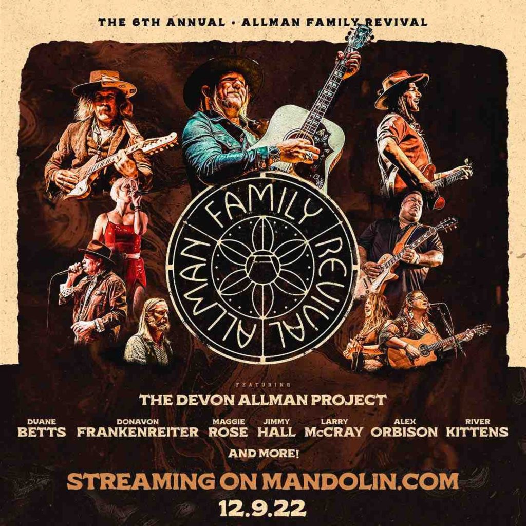 Allman Family Revival at The Ryman in Nashville,  Streams on Mandolin This Friday, December 9th