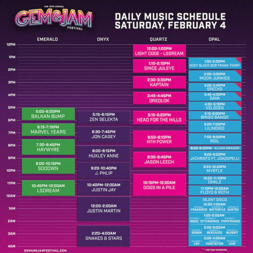 Gem & Jam Festival drops single day tickets, set times & programming