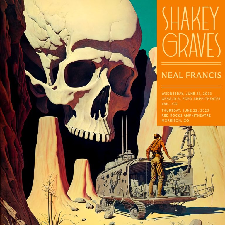 SHAKEY GRAVES – Gerald R. Ford Amphitheater June 21, Red Rocks Amphitheatre June 22, 2023