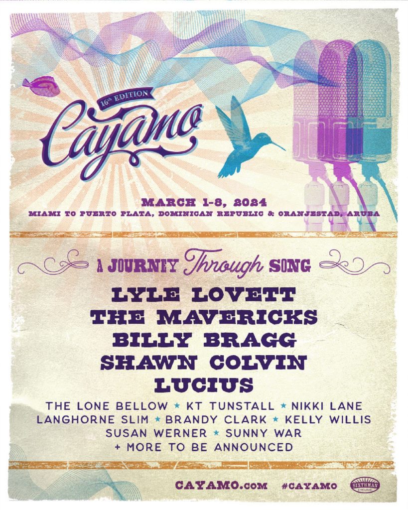 Sixthman announces Cayamo 2024 featuring Lyle Lovett, The Mavericks, Lucius, Sunny War and more