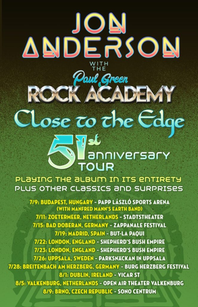 YES Legend Jon Anderson To Tour Europe With The Paul Green Rock Academy Summer 2023