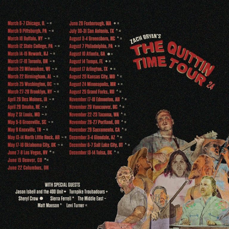 ZACH BRYAN ANNOUNCES THE QUITTIN TIME 2024 TOUR