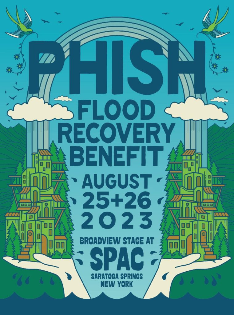 Phish announce free webcasts of flood recovery shows at SPAC Aug 25 & 26