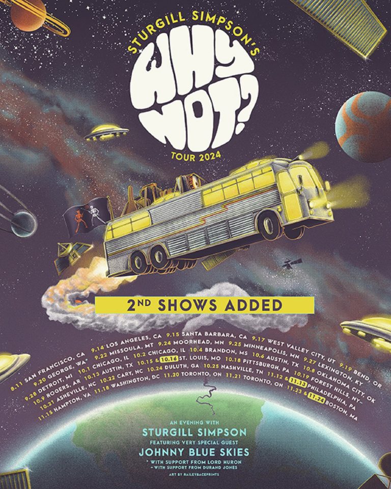 Sturgill Simpson adds second nights in St. Louis, Philadelphia and Boston | "Why Not? Tour" pre-sale now underway, opts out of dynamic pricing