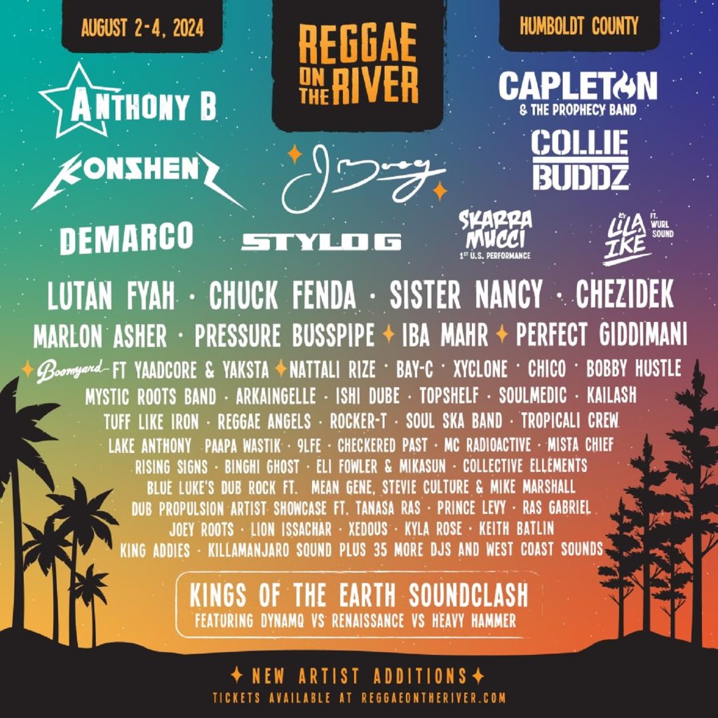 Reggae on the River in Southern Humboldt on August 2-4, 2024 Brings International Headliners, Three Stages, Camping, Vending, and More!