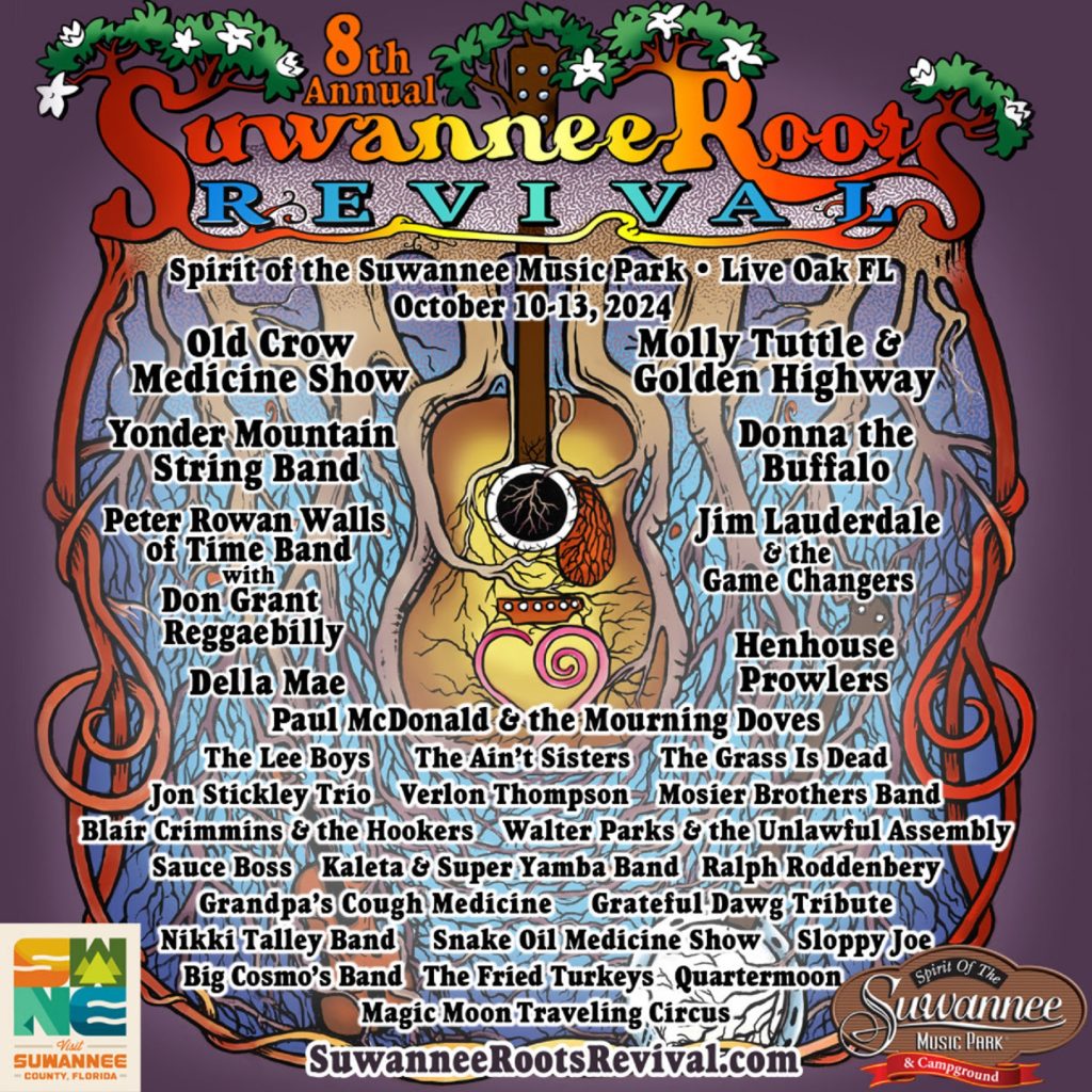 Daily Schedules Announced for Suwannee Roots Revival – October 10-13 at Spirit of the Suwannee Music Park