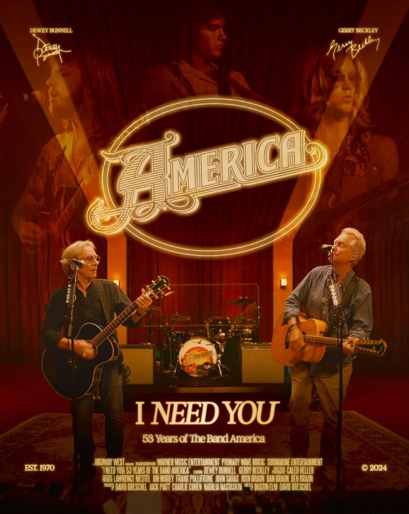 “I Need You” Documentary About Iconic Band AMERICA To Be Unveiled 10/22 at Newport Beach, CA Film Festival