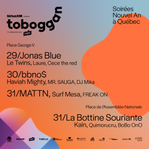 Quebec City Gears Up for Toboggan – New Year’s Eve Celebrations, Presented by SiriusXM with New Partner Leclerc