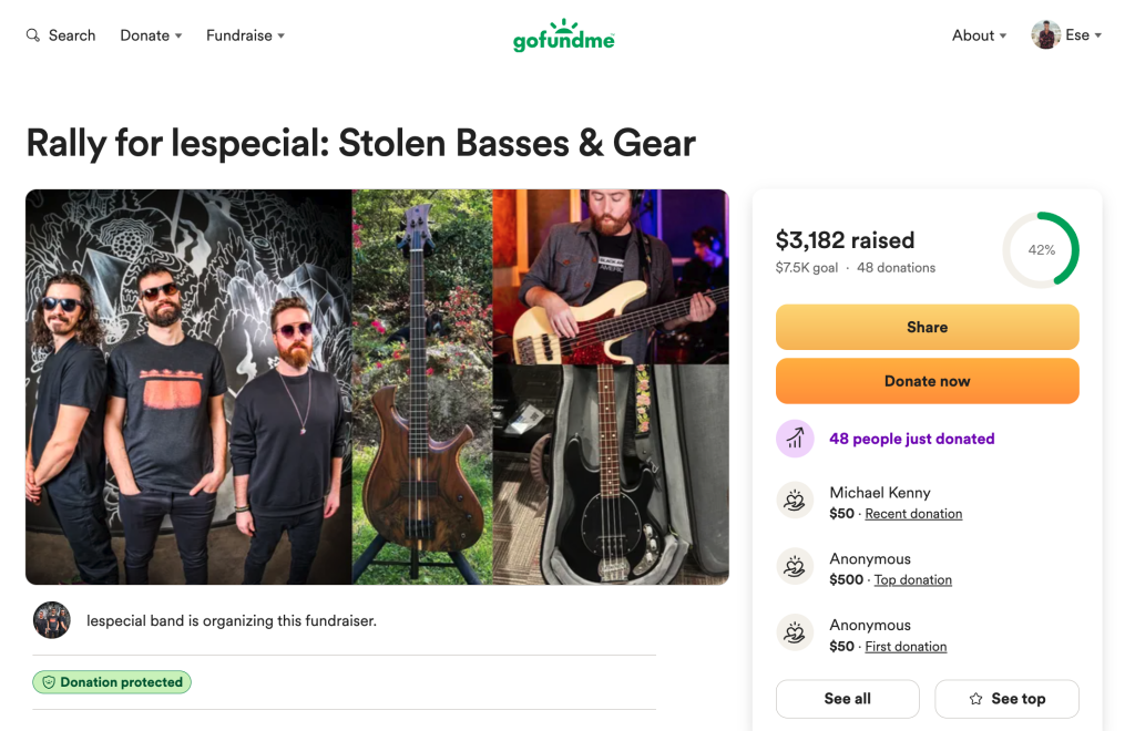 lespecial Seeks Community Support Following Theft of Custom Bass Guitars and Gear