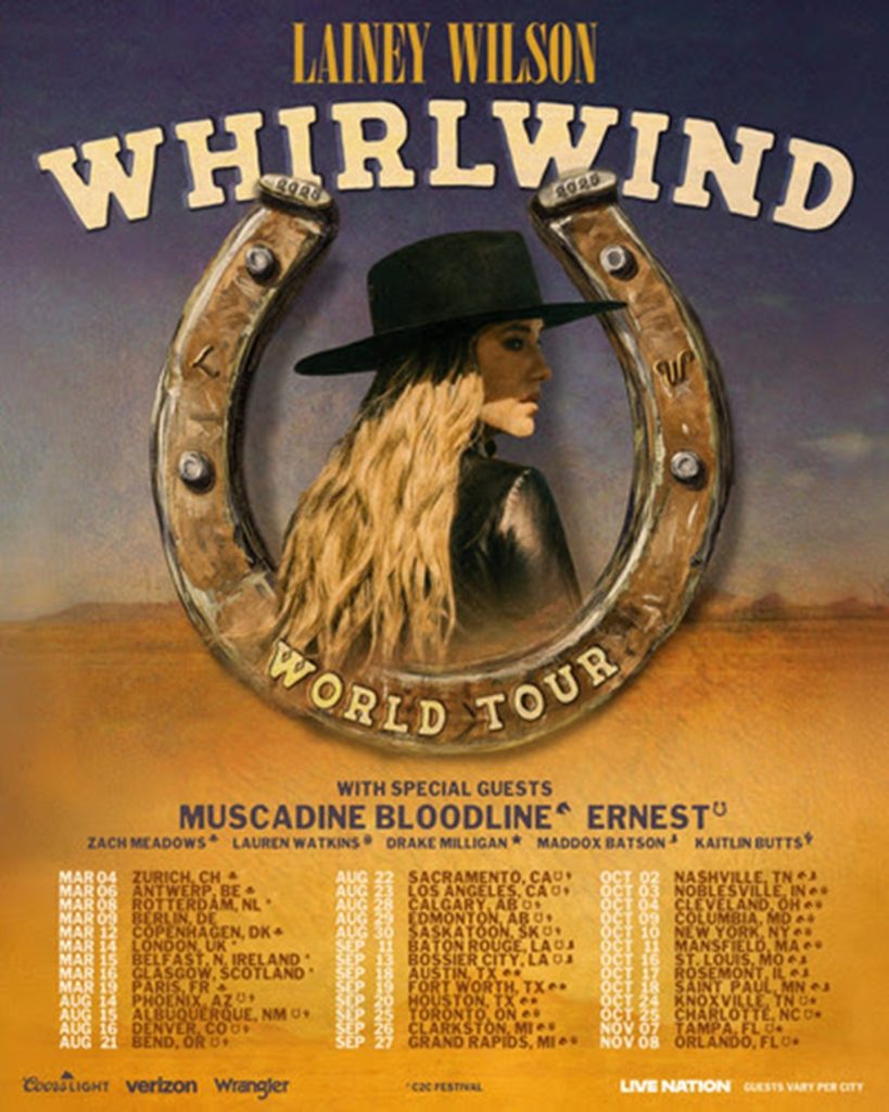 Lainey Wilson confirms extensive "Whirlwind" World Tour