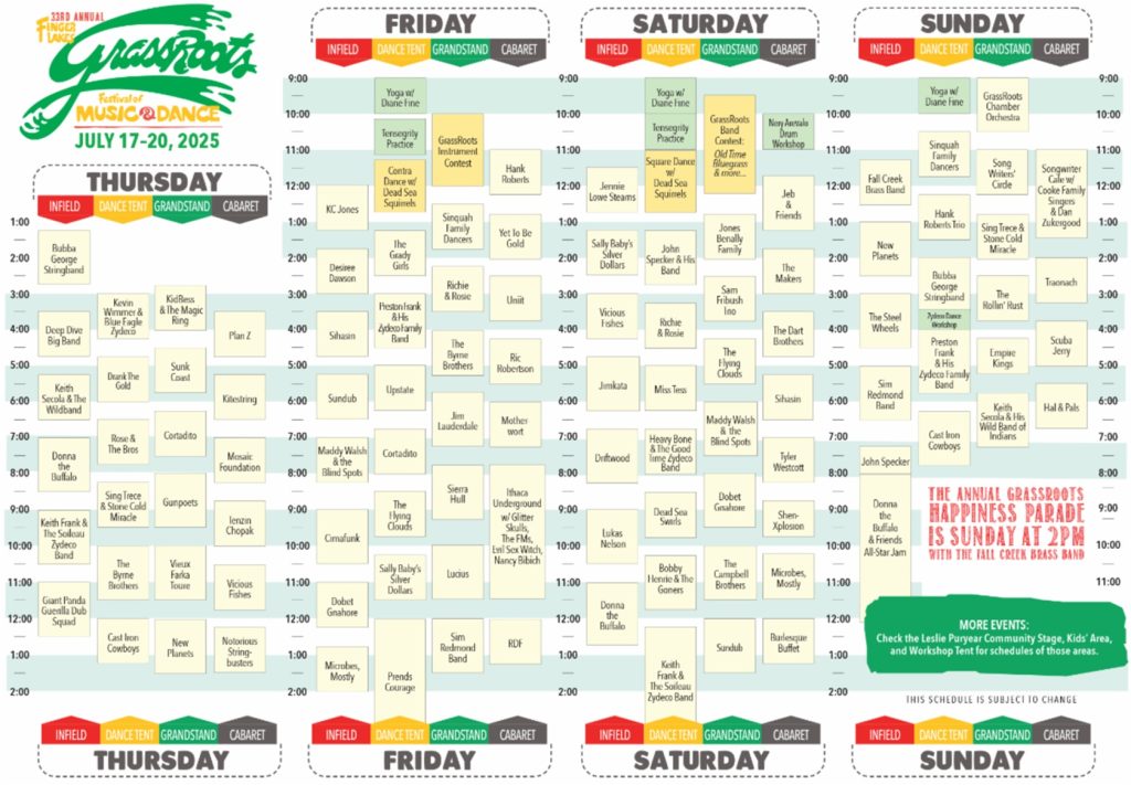 GrassRoots Festival Unveils Full Schedule Poster, Single-Day Tickets, and Volunteer Pass Program