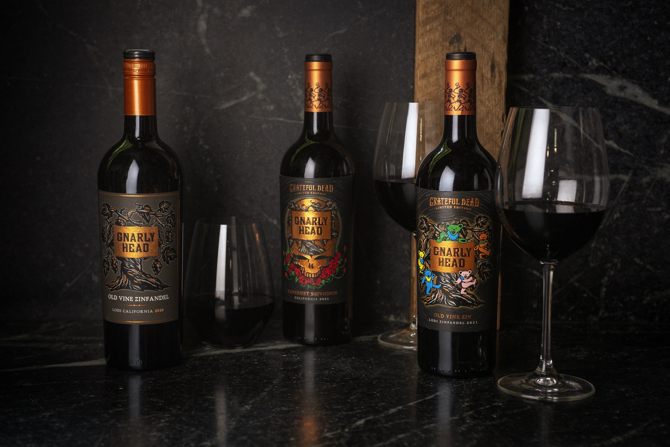 The Dead’s Iconic Dancing Bear and Lightning Bolt-Skull Motifs Featured on Collectible Bottles