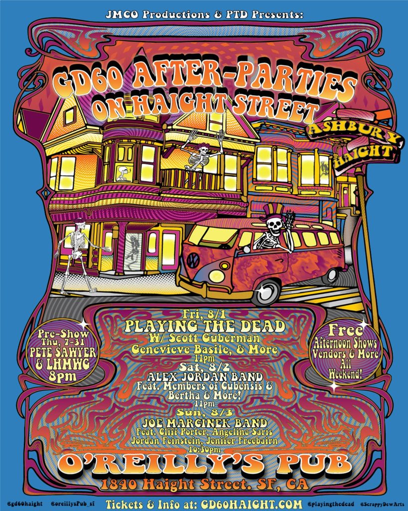 A Weekend Celebrating the Grateful Dead’s 60th Anniversary on Haight Street: O’Reilly’s Pub Hosts Pre-Shows and After-Parties from July 31—Aug. 3