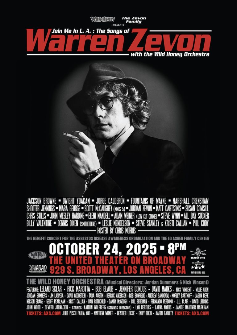 Join Me in L.A.: All-Star Tribute to Warren Zevon at United Theater October 24, 2025