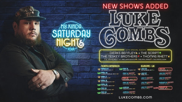 Luke Combs Expands Tour with London, Edinburgh & Montreal