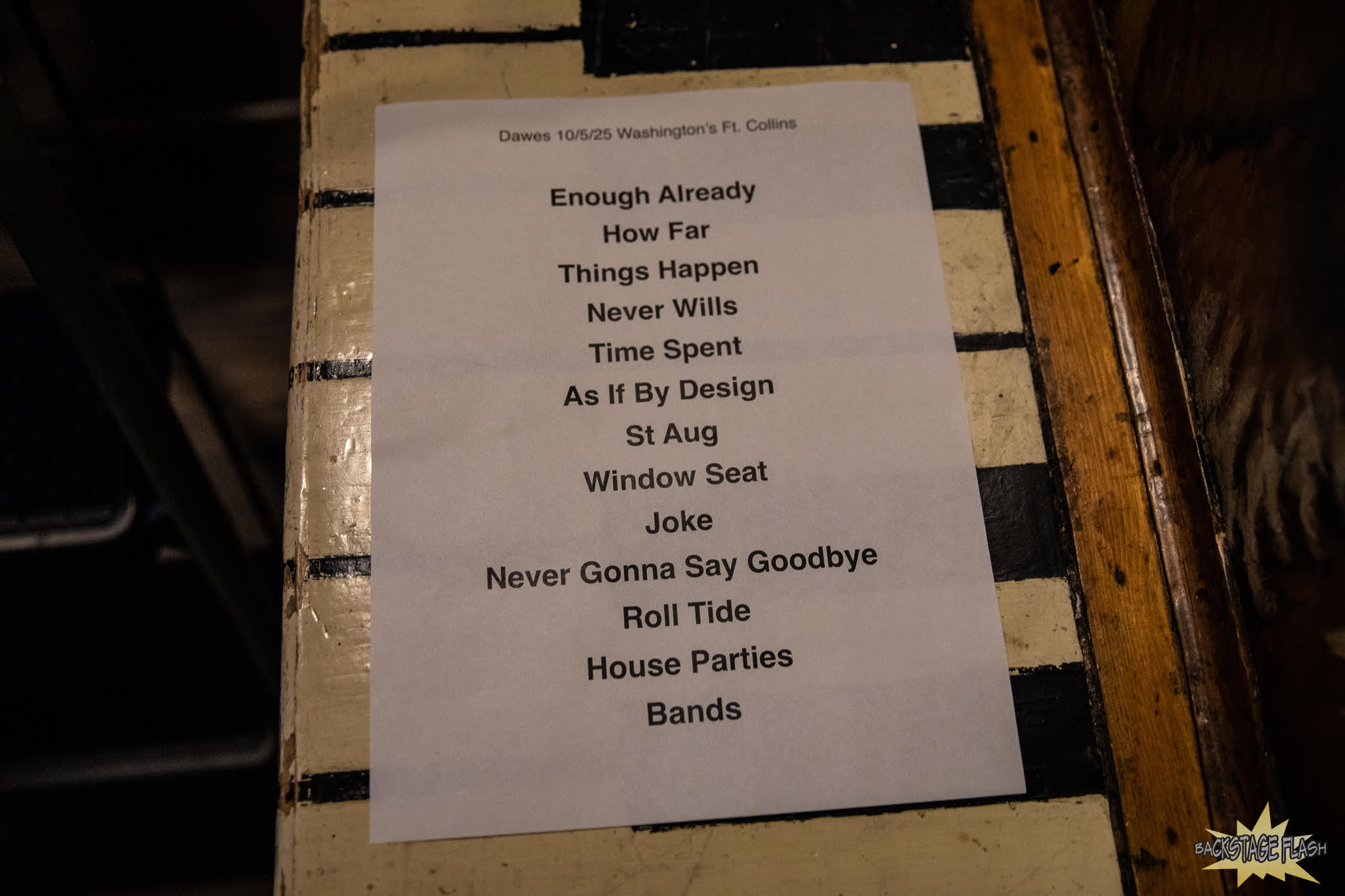 Last night's setlist