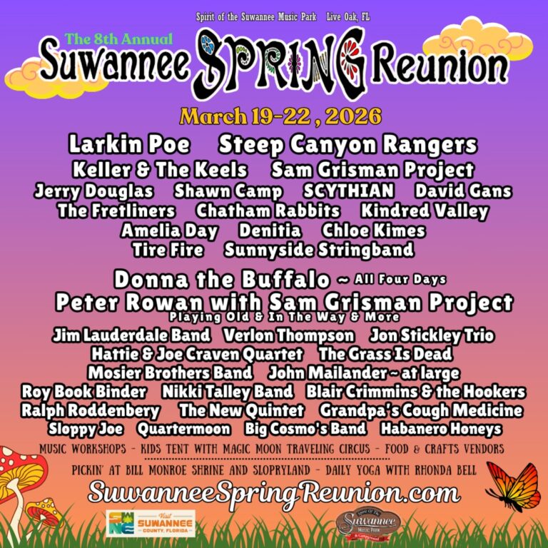 Suwannee Spring Reunion Announces Larkin Poe, Steep Canyon Rangers, Keller & The Keels, Sam Grisman Project, and more!